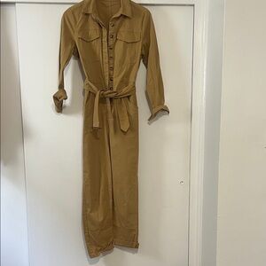 Khaki Button-Up Jumpsuit Small